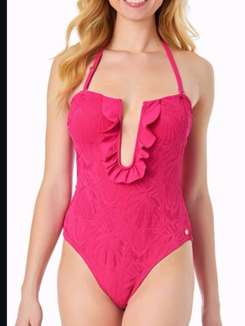 CeCe Women's La Vie A La Mer Textured Bandeau One Piece Swimsuit Size 14
